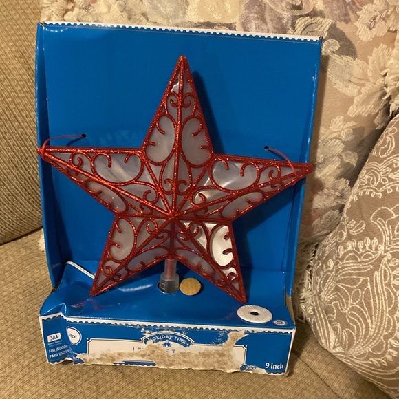 ❤️ 🌟❤️NWT Holiday Time LED Red Star Tree Topper - Picture 5 of 6
